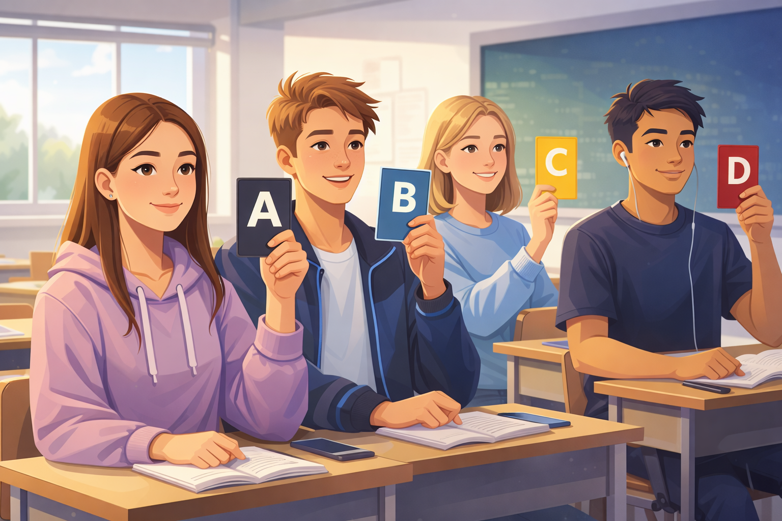 Ukázka hlasovacích kartiček EDUvia4X Pulse StarVote